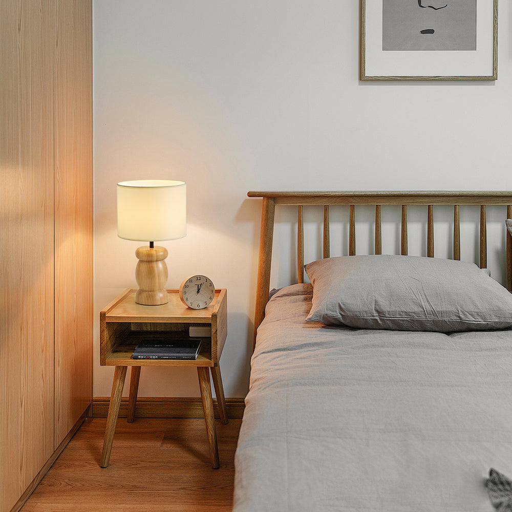 RockwoodGlow - Table Lamp with Unique Stone-Shaped Wooden Base