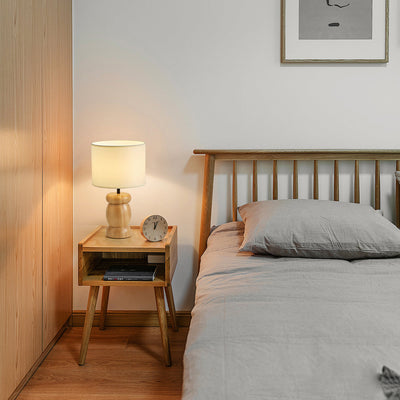 RockwoodGlow - Table Lamp with Unique Stone-Shaped Wooden Base
