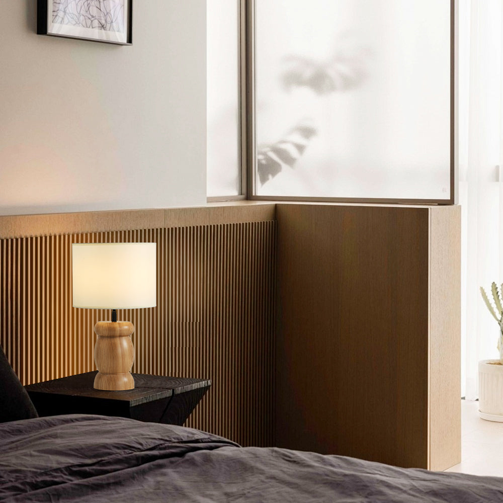 RockwoodGlow - Table Lamp with Unique Stone-Shaped Wooden Base