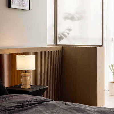 RockwoodGlow - Table Lamp with Unique Stone-Shaped Wooden Base