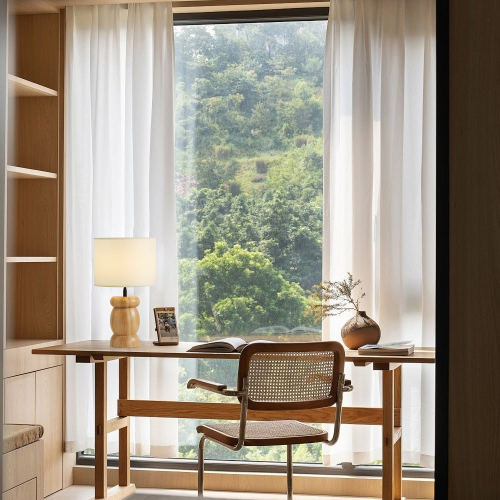 RockwoodGlow - Table Lamp with Unique Stone-Shaped Wooden Base