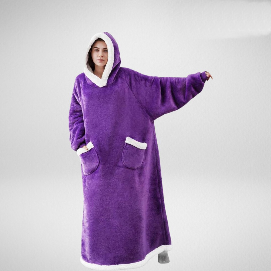 CozyHug – Oversized Hoodie Blanket with Fleece Lining